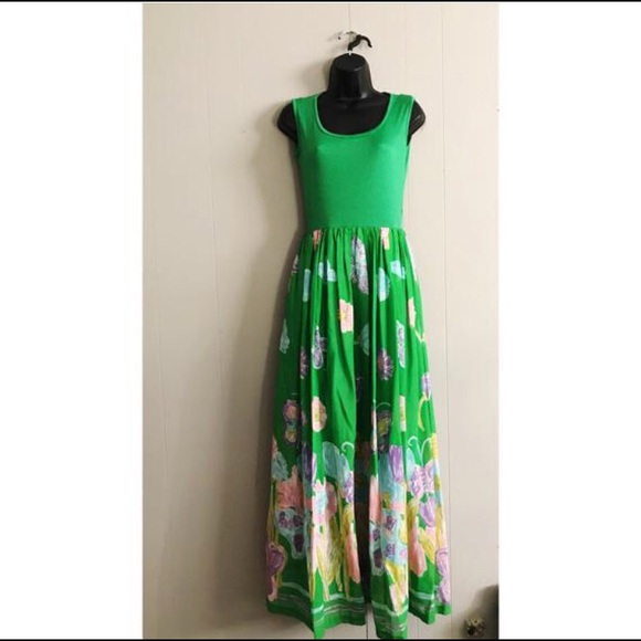 COPY - Vintage Green Floral Maxi Dress - Picture 7 of 7
